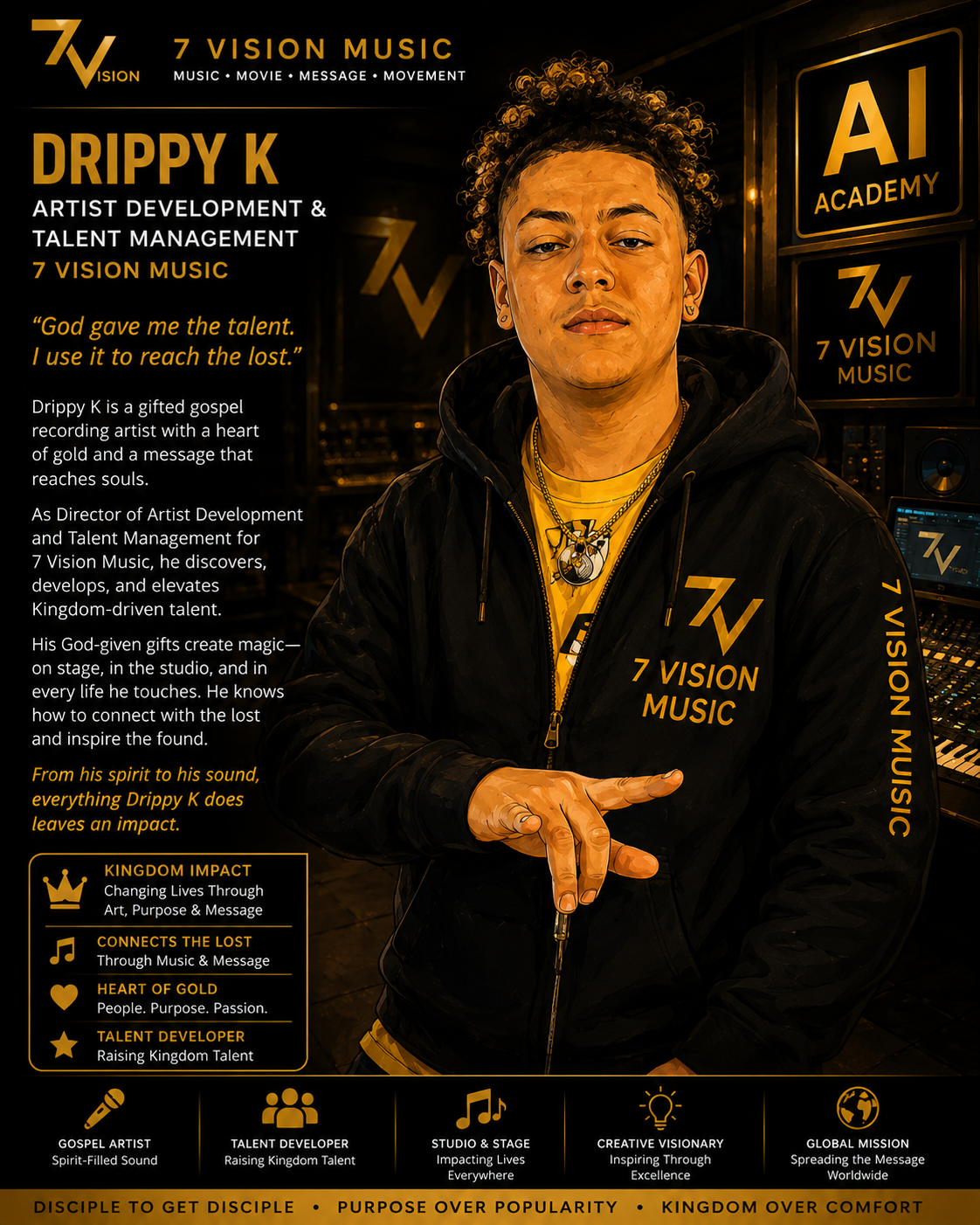 Profile poster for Drippy K, Artist Development & Talent Management at 7 Vision