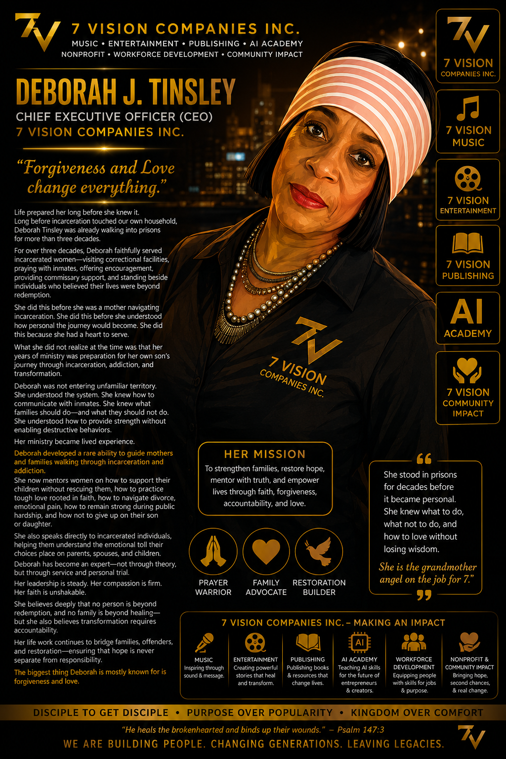 Profile poster for Deborah J. Tinsley, Chief Executive Officer (CEO), 7 Vision Companies Inc. at 7 Vision