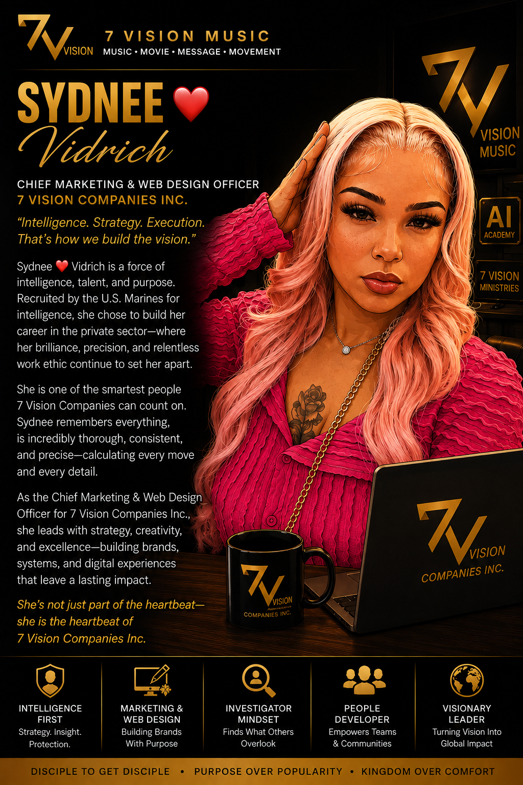 Profile poster for Sydnee Vidrich, Chief Marketing & Web Design Officer at 7 Vision
