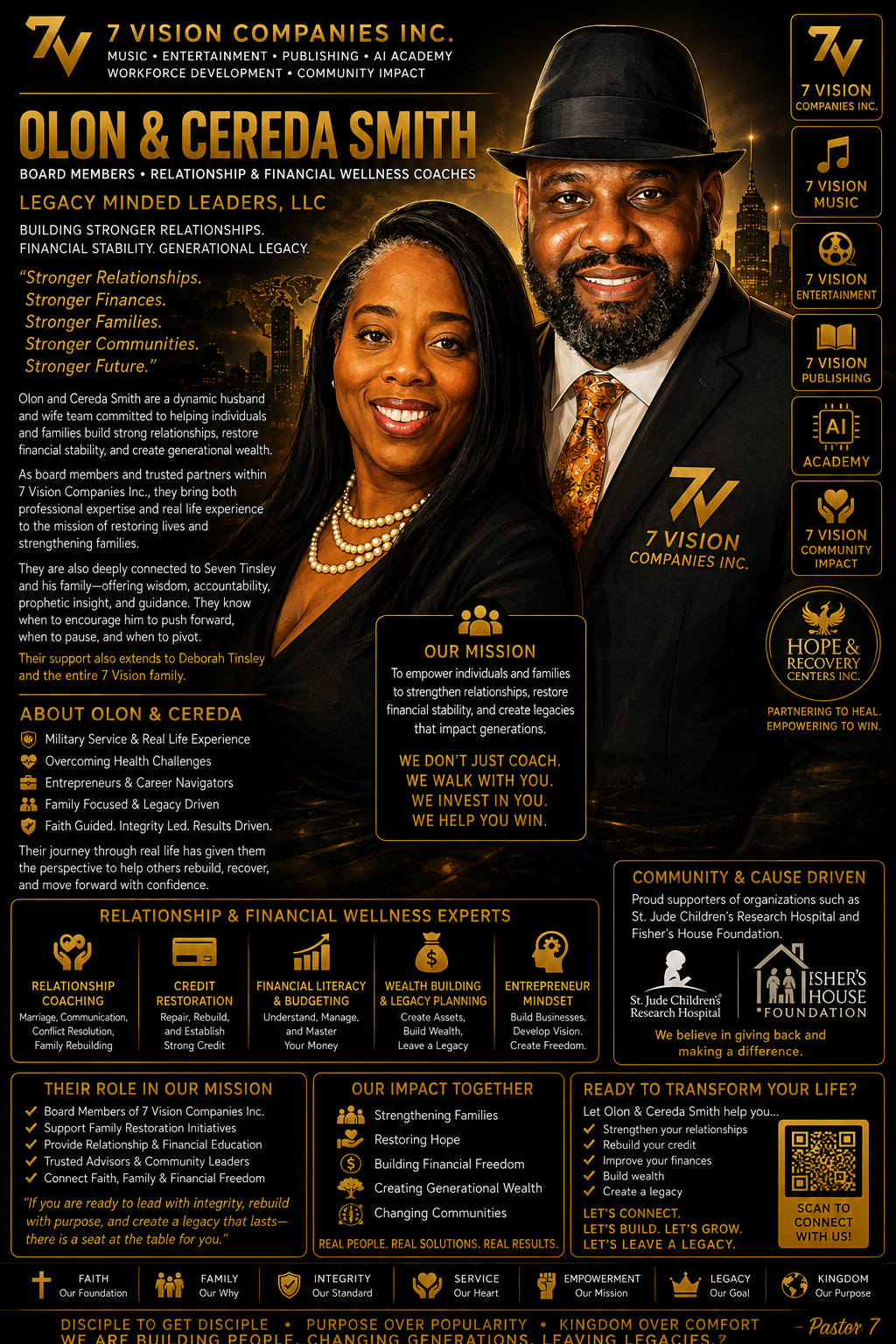 Profile poster for Olon & Cereda Smith, Board Members · Relationship & Financial Wellness Coaches at 7 Vision